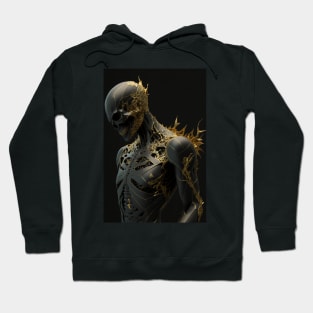 The Attractive Darkness: An Elegant Demon Skull with Golden cracks Hoodie